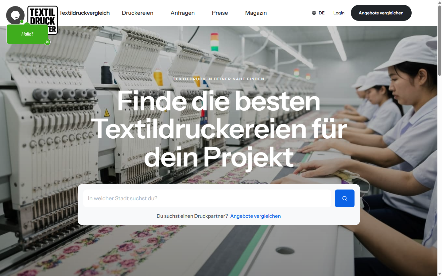 Preview of the Textile Printing portal